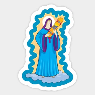 Saint holding a skateboard Sticker